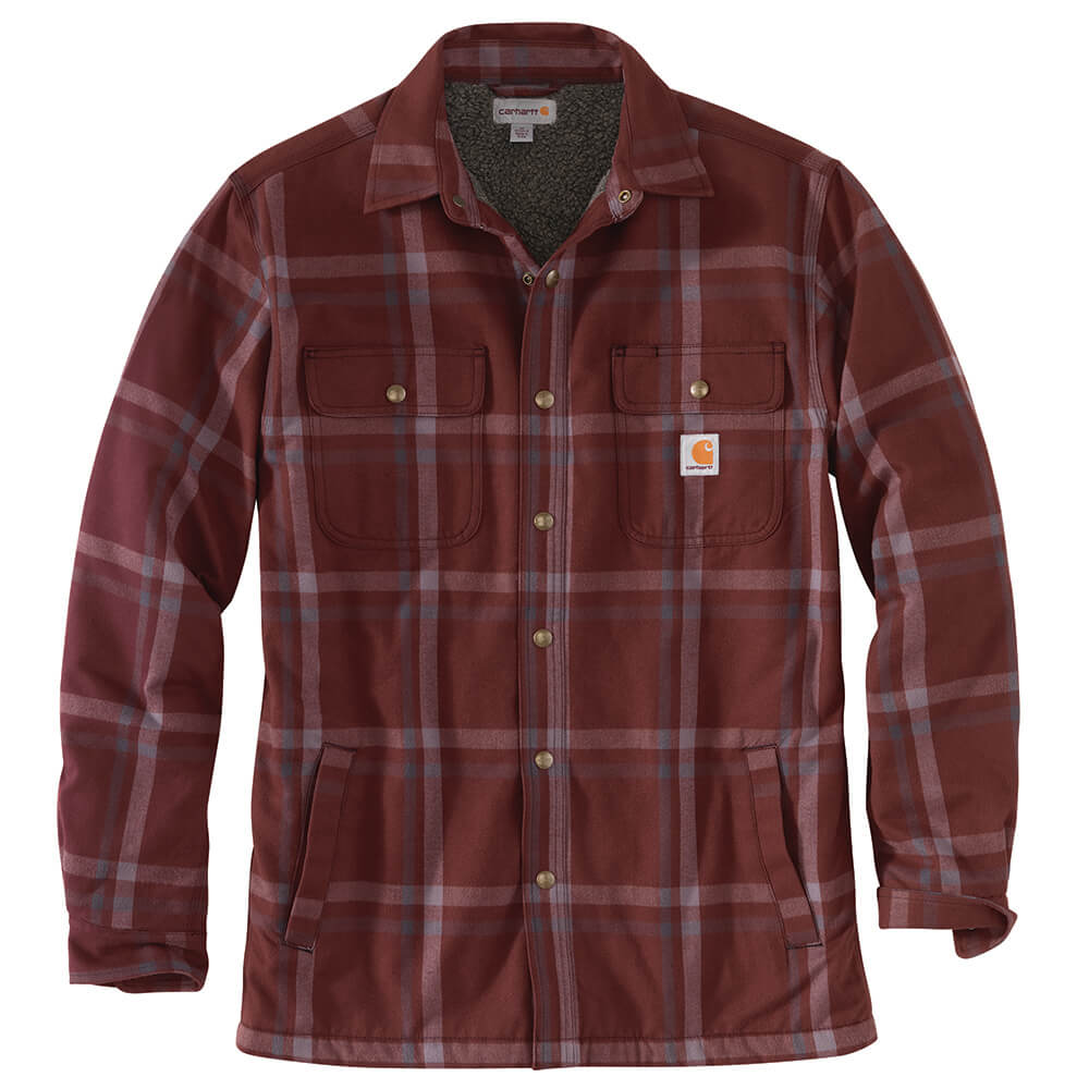 104452 - Carhartt Men's Relaxed Fit Flannel Sherpa Lined Plaid Shirt Jac