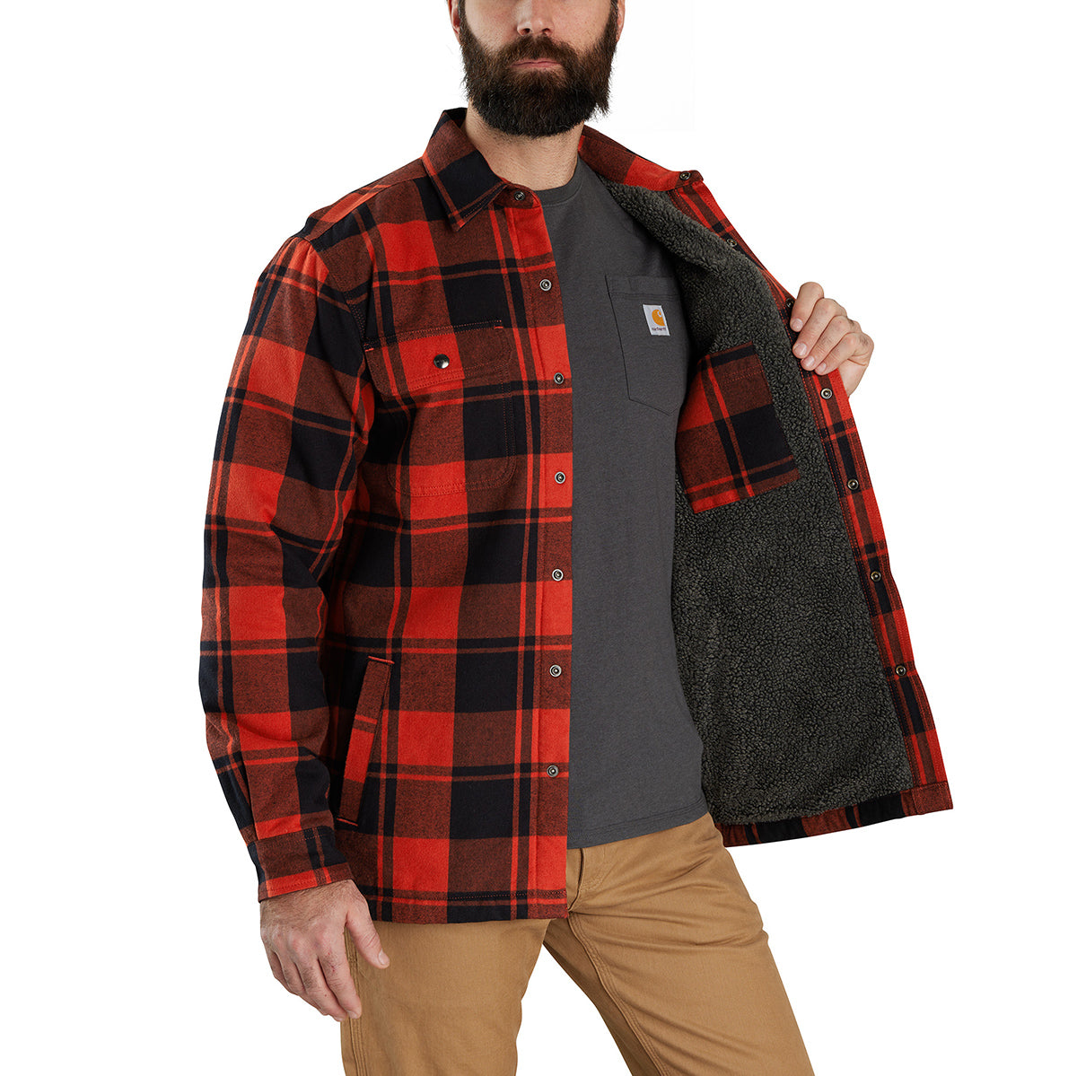 105939 - Relaxed Fit Flannel Sherpa-Lined Shirt Jac