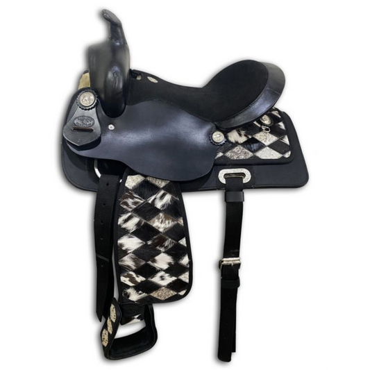 13" Double T Nylon Cordura Saddle with Suede Leather Seat and Leather Jockeys.