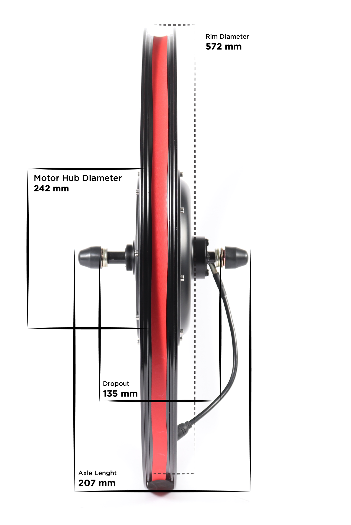 Waterproof 48V 1500W 26" Direct-Drive Rear Hub Motor Wheel with Mountain Bike Rim