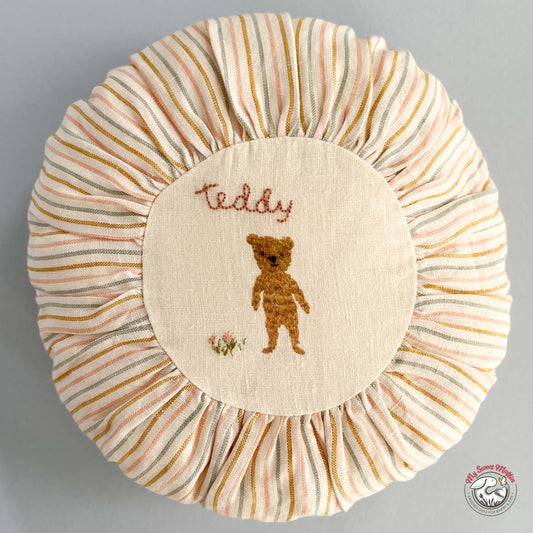 Maileg Small Teddy Round Cushion, Stripe