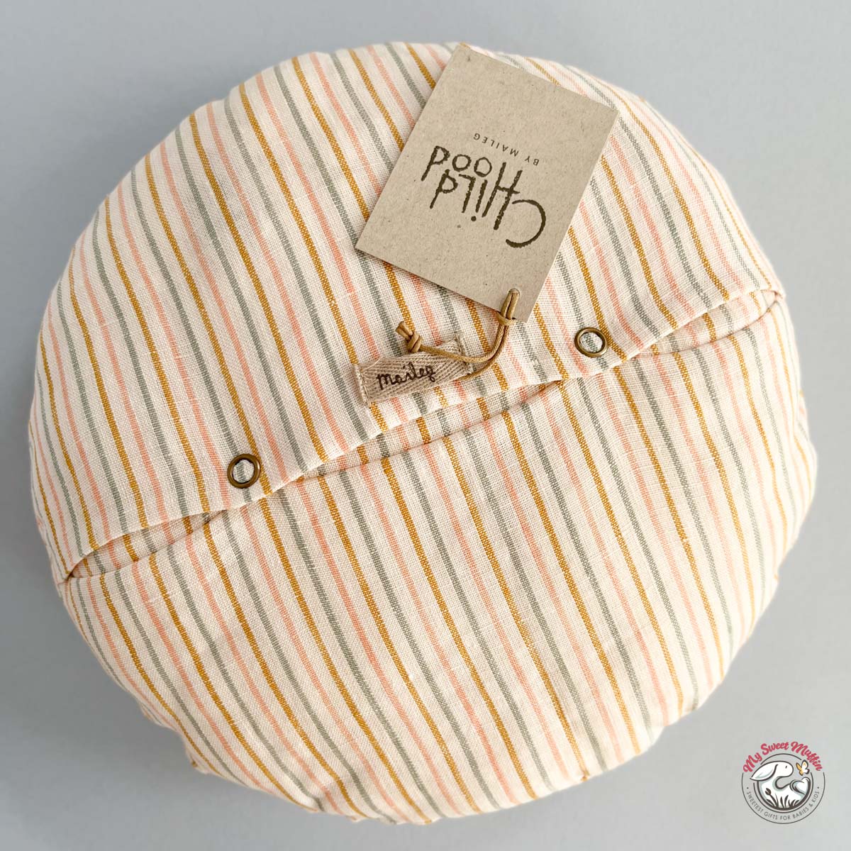 Maileg Small Teddy Round Cushion, Stripe