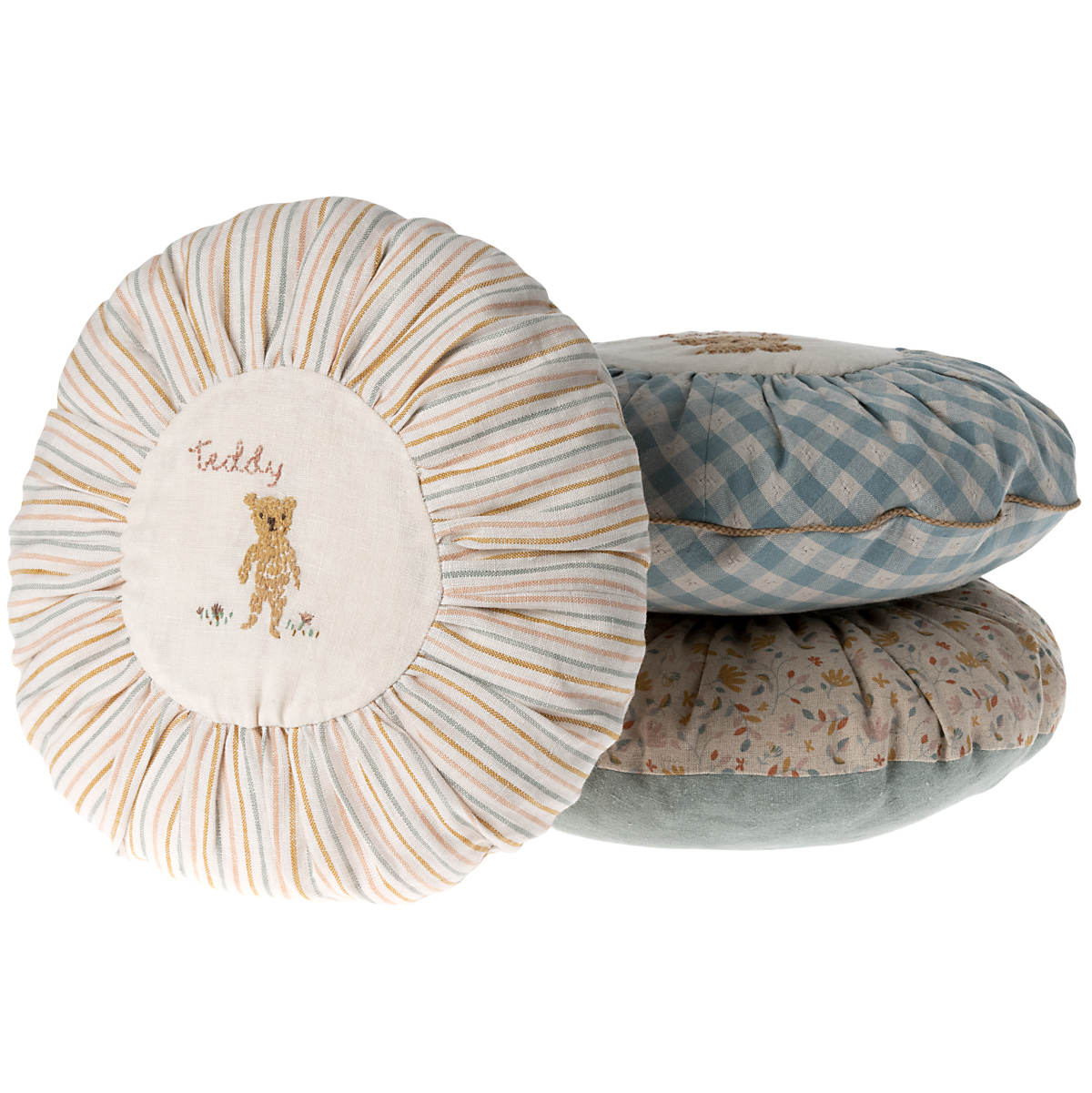 Maileg Small Teddy Round Cushion, Stripe