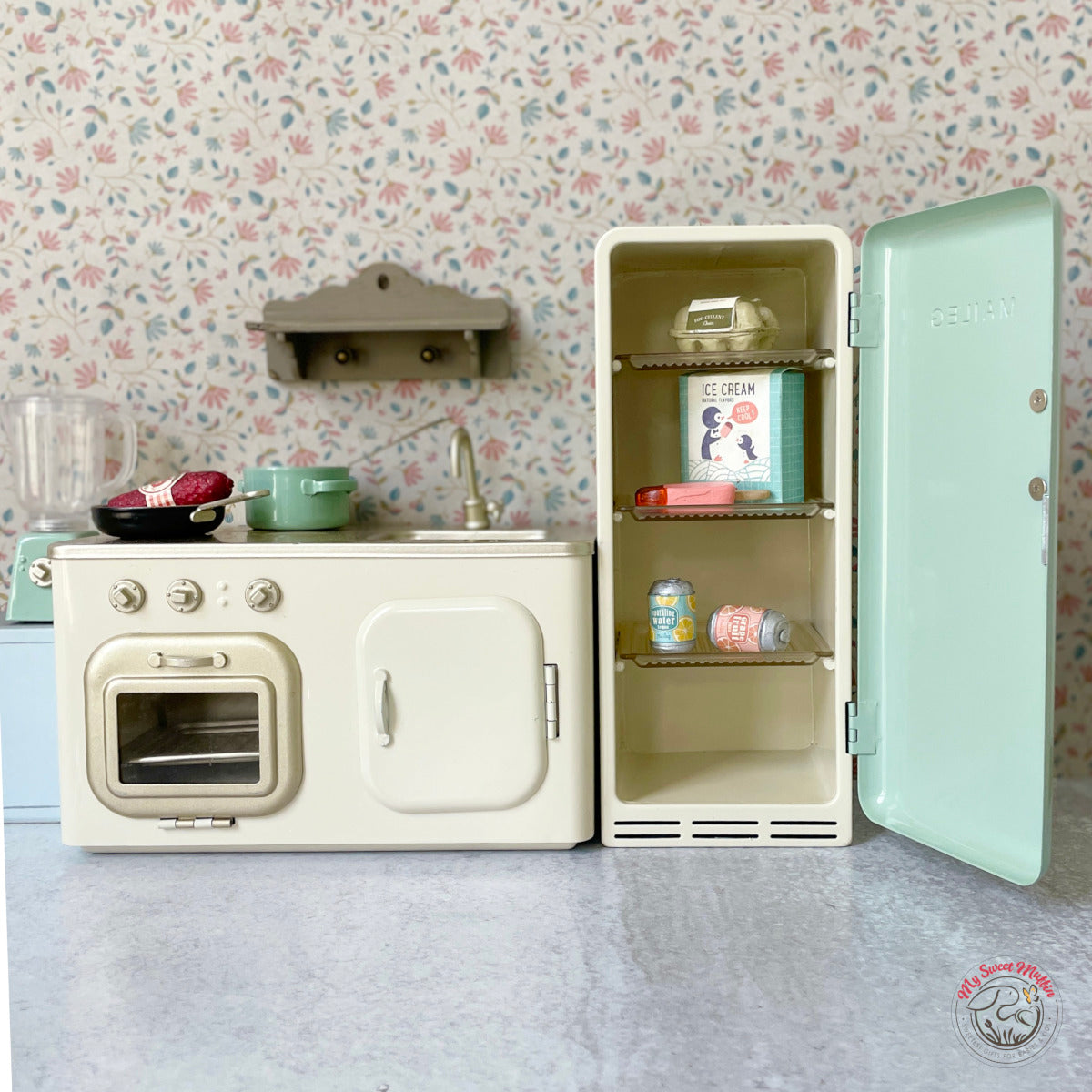 Maileg Miniature Fridge, Mint (ships in July)